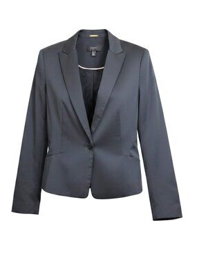 MANGO Black Cotton Blend Peak‎ Lapel Structured Blazer